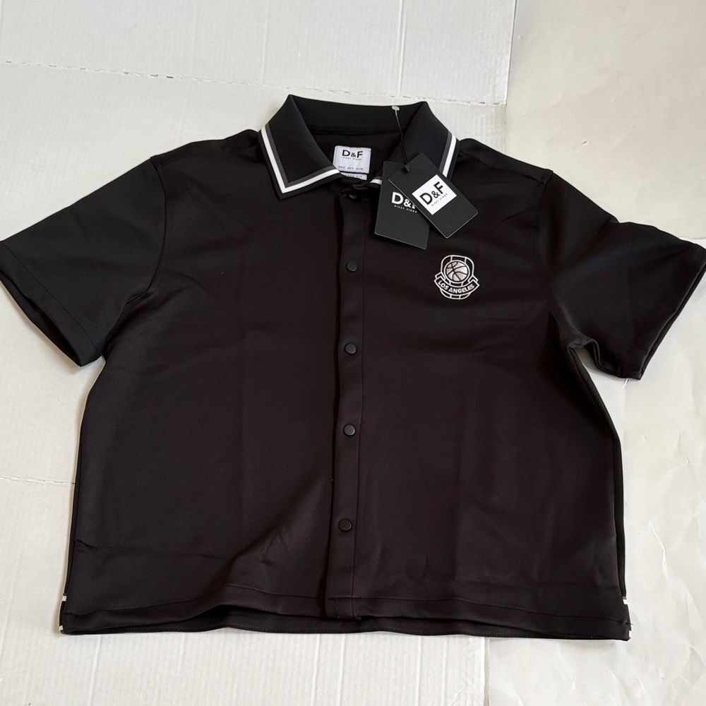 NWT Men's D&F Ricky Singh Black Snap Front SS Shirt W/LA BB Embroidery Size S